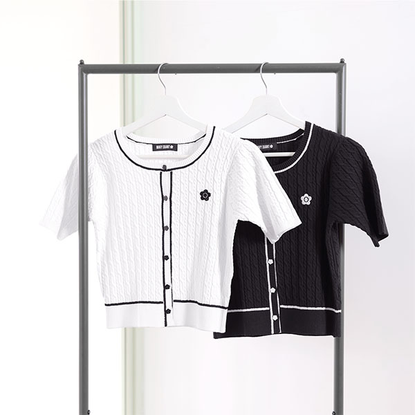 デイジーワンポイントケーブル カーディガン（ブラック）