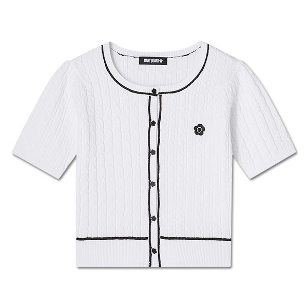 デイジーワンポイントケーブル カーディガン（ホワイト）