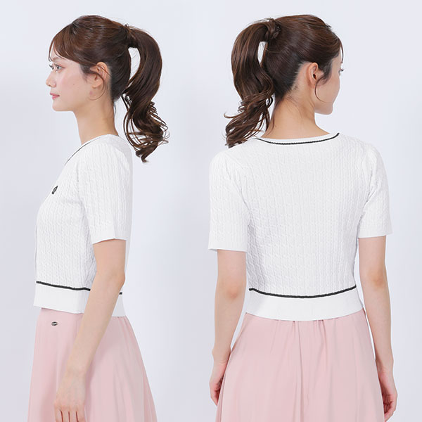 デイジーワンポイントケーブル カーディガン（ホワイト）