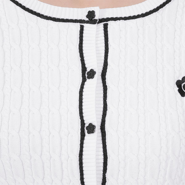 デイジーワンポイントケーブル カーディガン（ホワイト）