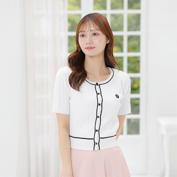 デイジーワンポイントケーブル カーディガン（ホワイト）