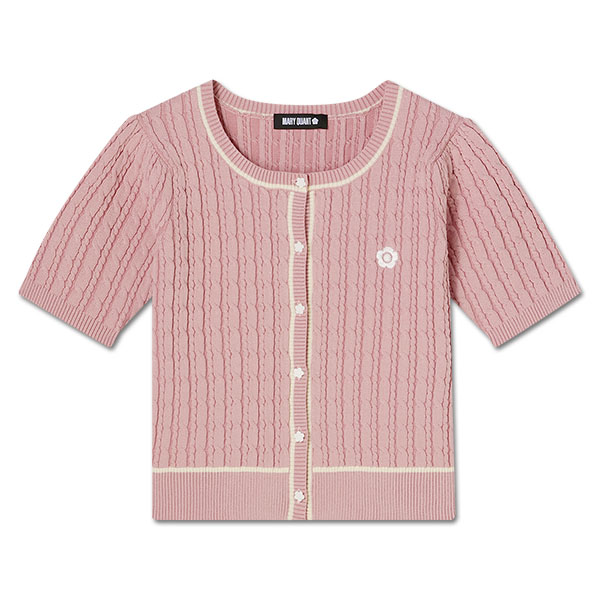 デイジーワンポイントケーブル カーディガン（ピンク）