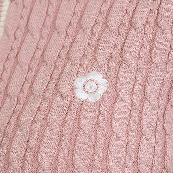 デイジーワンポイントケーブル カーディガン（ピンク）