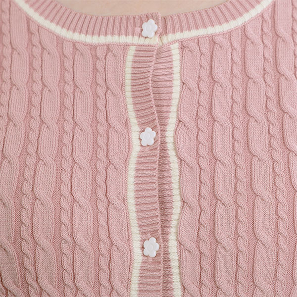デイジーワンポイントケーブル カーディガン（ピンク）