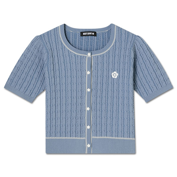 デイジーワンポイントケーブル カーディガン（ブルー）