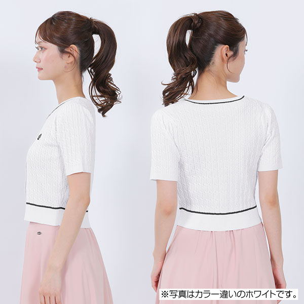 デイジーワンポイントケーブル カーディガン（ブルー）