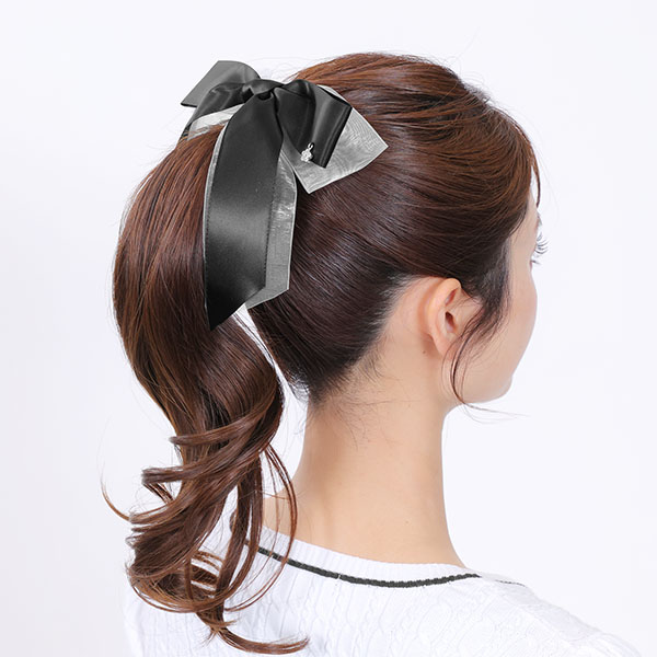 クラシカルリボン バレッタ（ブラック）