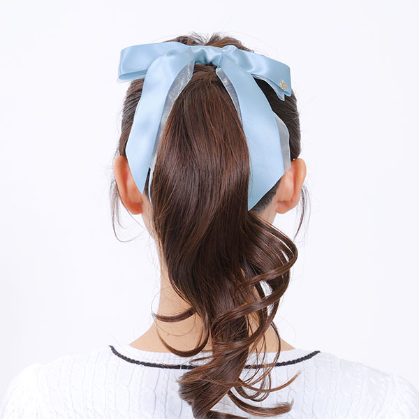 クラシカルリボン バレッタ（ブルー）