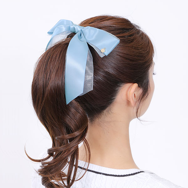 クラシカルリボン バレッタ（ブルー）