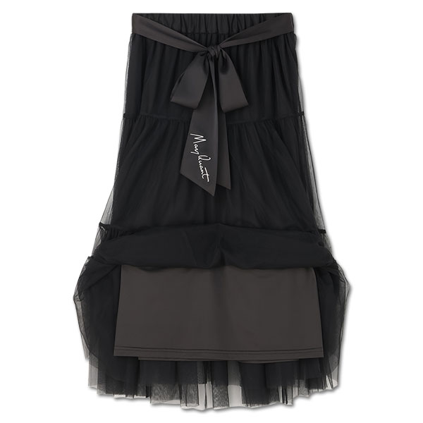 チュールティアード スカート（ブラック）