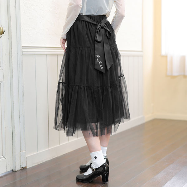 チュールティアード スカート（ブラック）