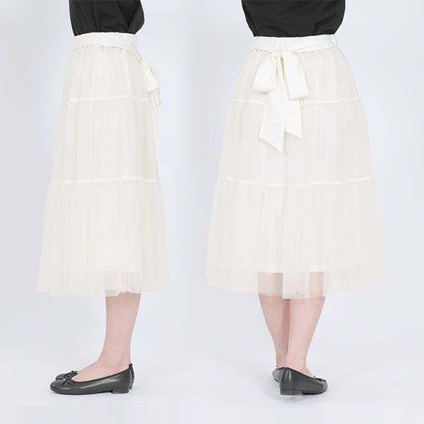 チュールティアード スカート（アイボリー）