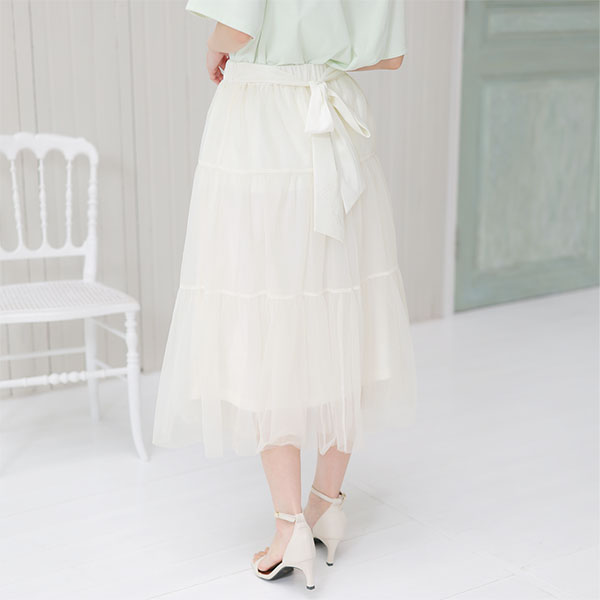 チュールティアード スカート（アイボリー）