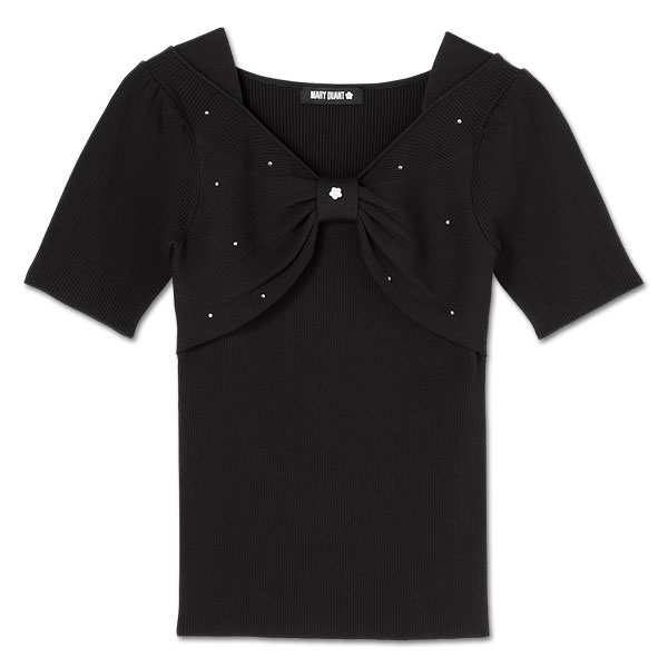 フロントリボンニット プルオーバー（ブラック）