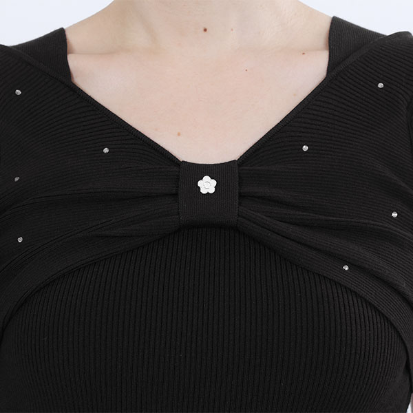フロントリボンニット プルオーバー（ブラック）