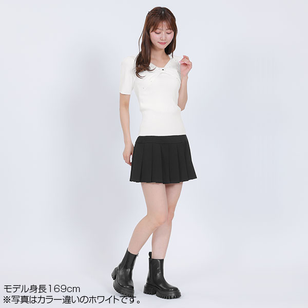 フロントリボンニット プルオーバー（ブラック）