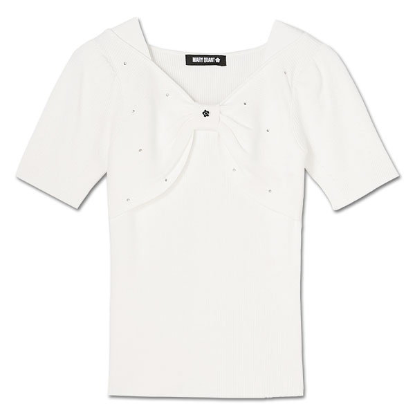 フロントリボンニット プルオーバー（ホワイト）