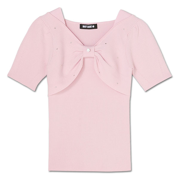 フロントリボンニット プルオーバー（ピンク）