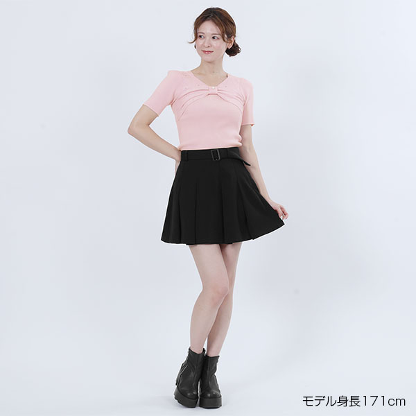 フロントリボンニット プルオーバー（ピンク）