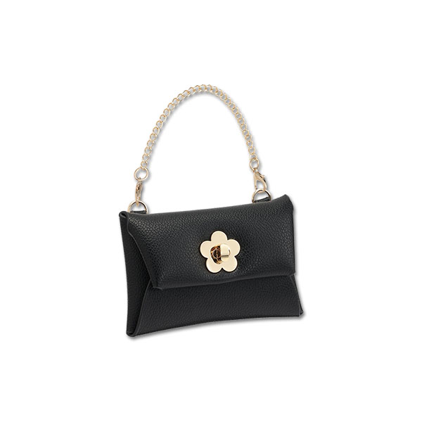 ターンロックデイジー フラップポーチ（ブラック）