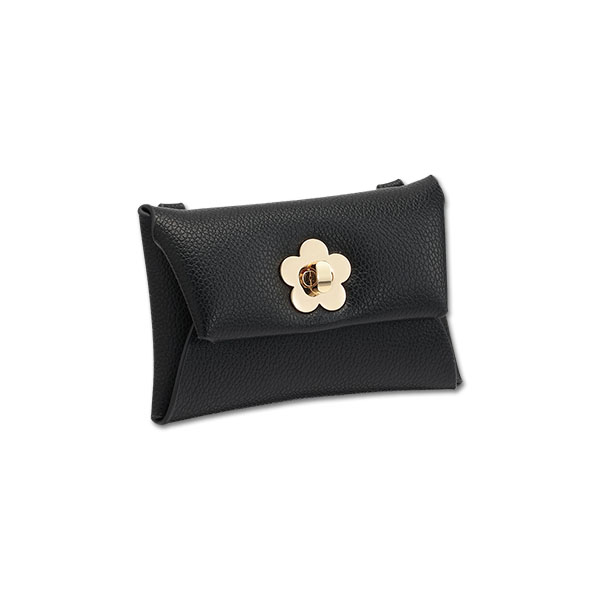ターンロックデイジー フラップポーチ（ブラック）