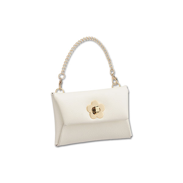 ターンロックデイジー フラップポーチ（ホワイト）