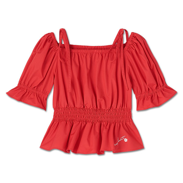 2WAYオフショル ブラウス（レッド）