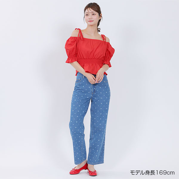 2WAYオフショル ブラウス（レッド）