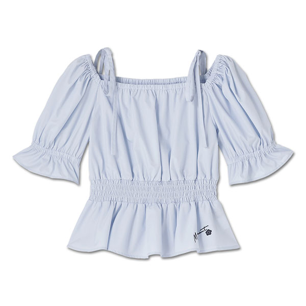 2WAYオフショル ブラウス（ブルー）