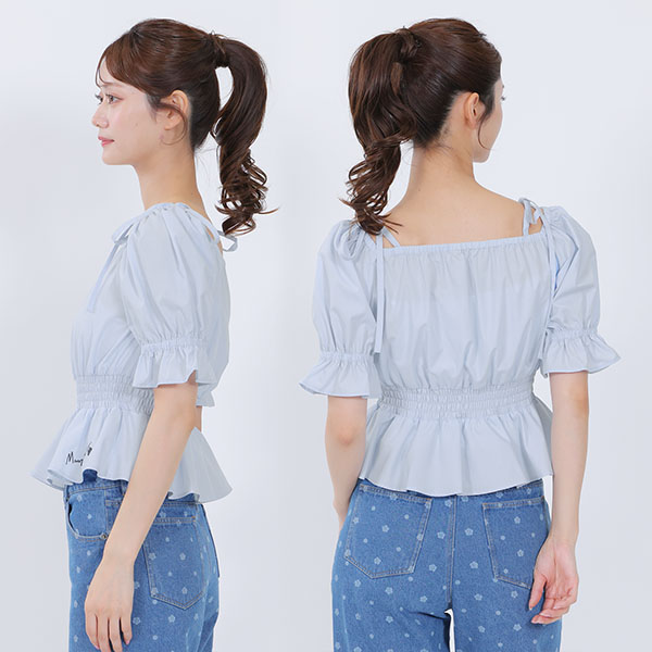 2WAYオフショル ブラウス（ブルー）