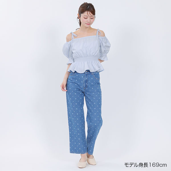 2WAYオフショル ブラウス（ブルー）