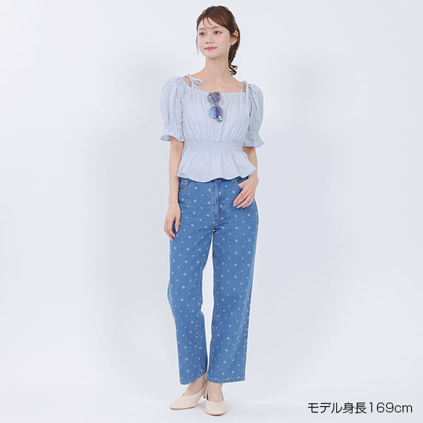 2WAYオフショル ブラウス（ブルー）