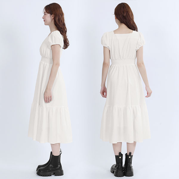 ウエストシャーリング ワンピース（ホワイト）