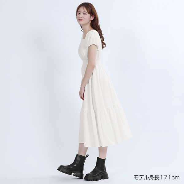 ウエストシャーリング ワンピース（ホワイト）