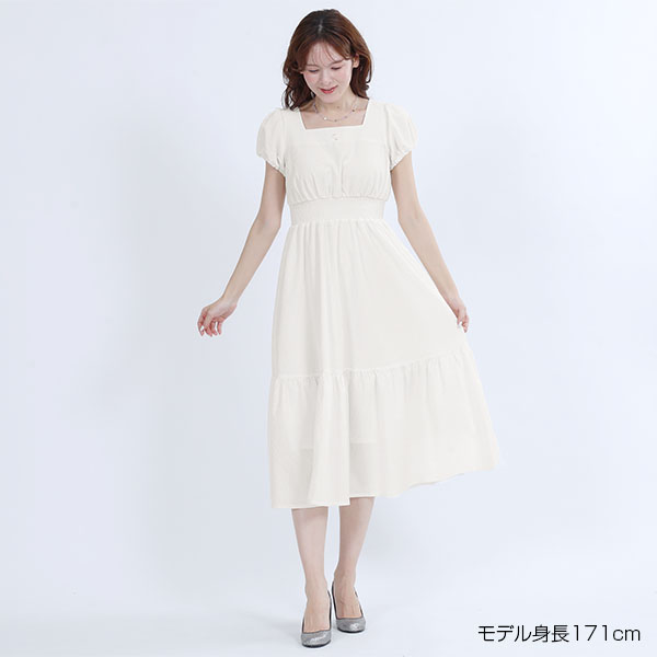 ウエストシャーリング ワンピース（ホワイト）