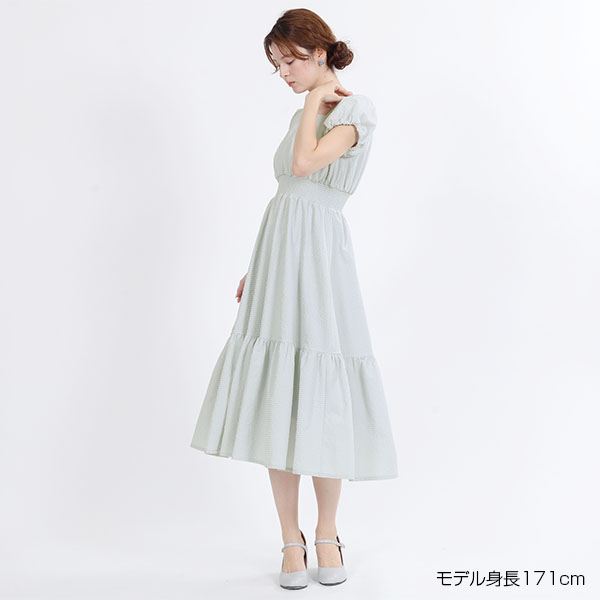 ウエストシャーリング ワンピース（ブルー）