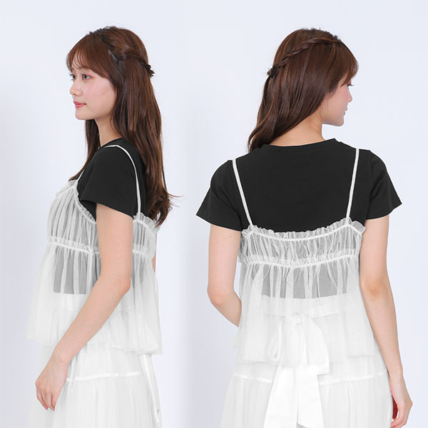 チュールキャミセット Tシャツ（ホワイト）