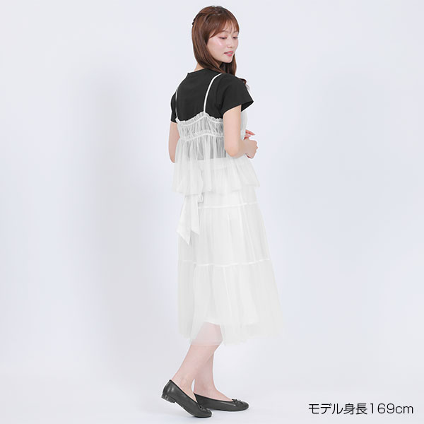 チュールキャミセット Tシャツ（ホワイト）