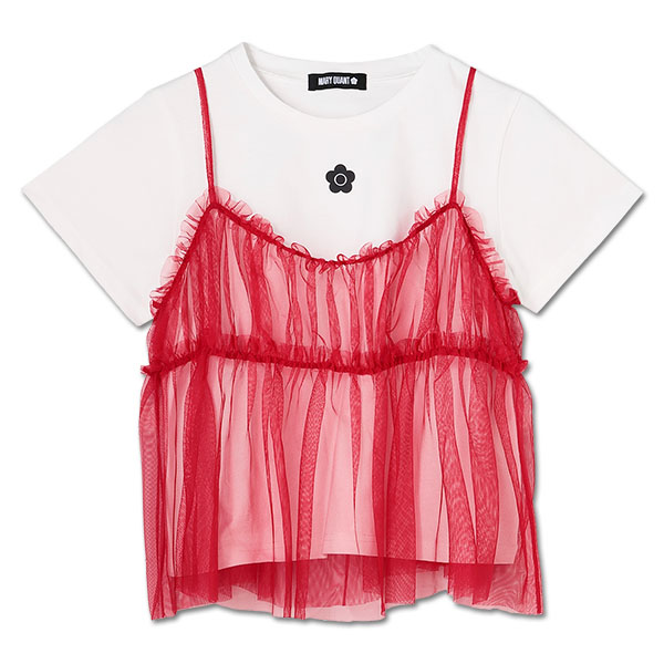 チュールキャミセット Tシャツ（レッド）