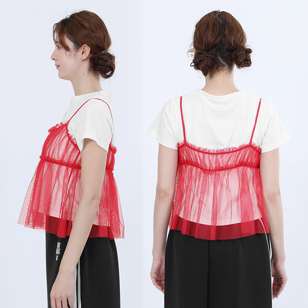 チュールキャミセット Tシャツ（レッド）