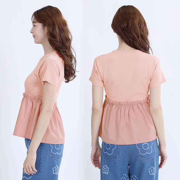 ペプラムドッキングニット プルオーバー（ピンク）