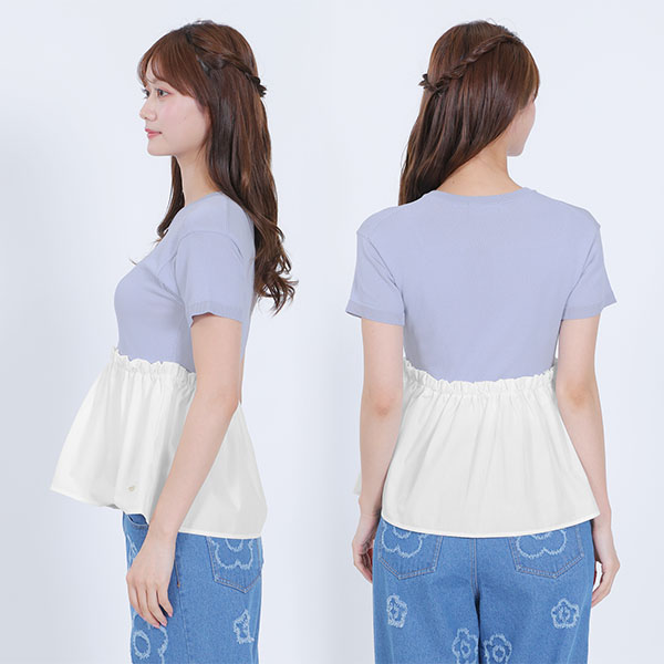 ペプラムドッキングニット プルオーバー（ブルー）