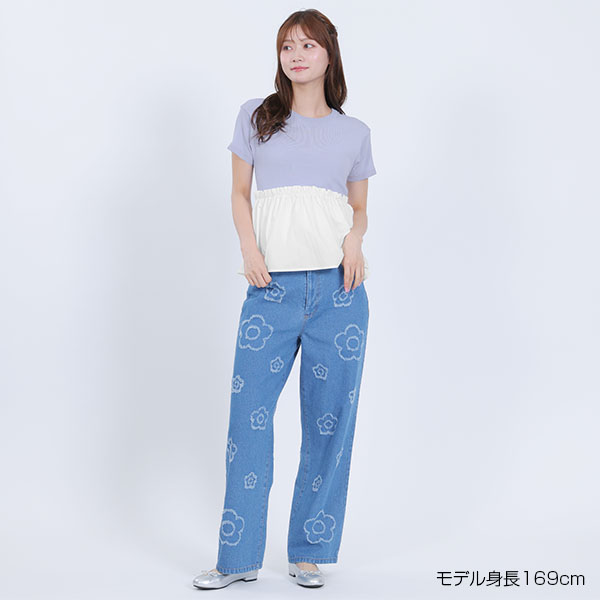 ペプラムドッキングニット プルオーバー（ブルー）