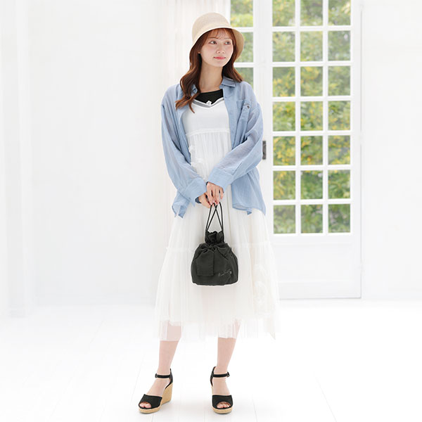 シアーリボンドロスト ショルダー（ブラック）