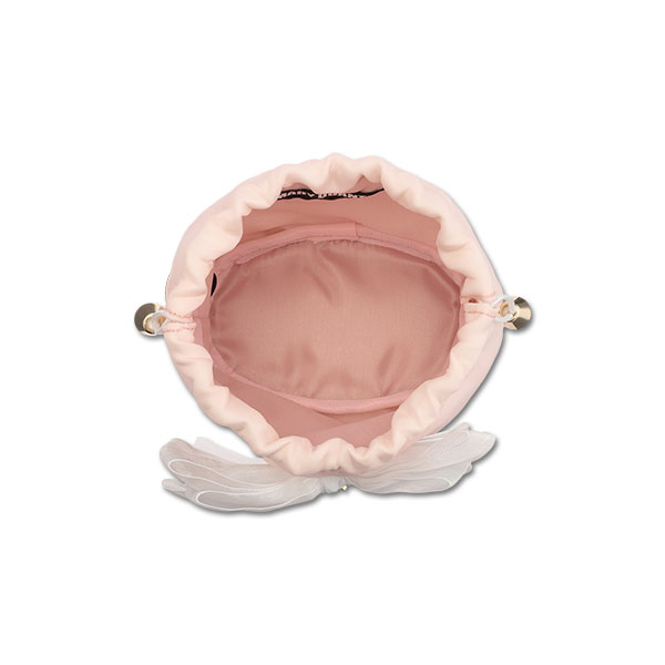 シアーリボン 巾着ポーチミニ（ピンク）