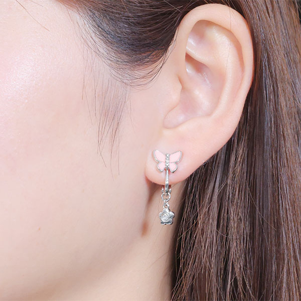 バタフライリボン イヤリング（シルバー）
