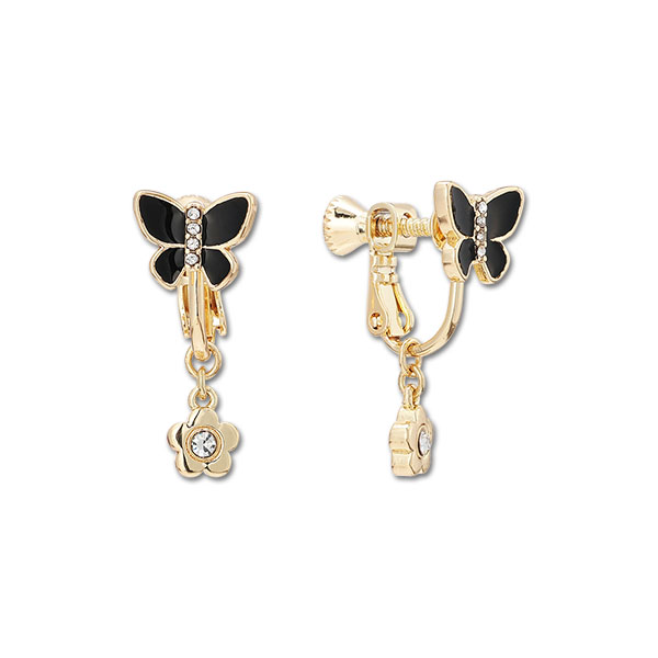 バタフライリボン イヤリング（ゴールド）