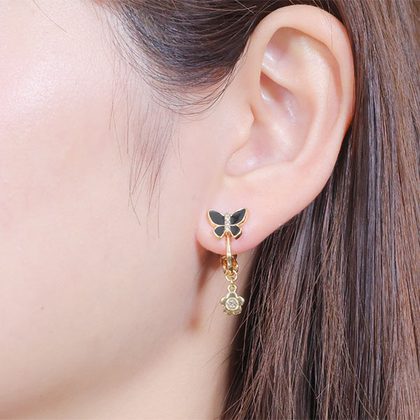 バタフライリボン イヤリング（ゴールド）