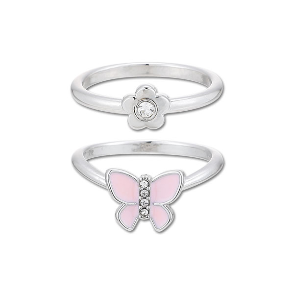 バタフライリボン リングセット（シルバー）