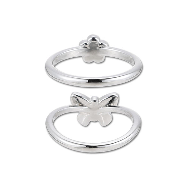 バタフライリボン リングセット（シルバー）